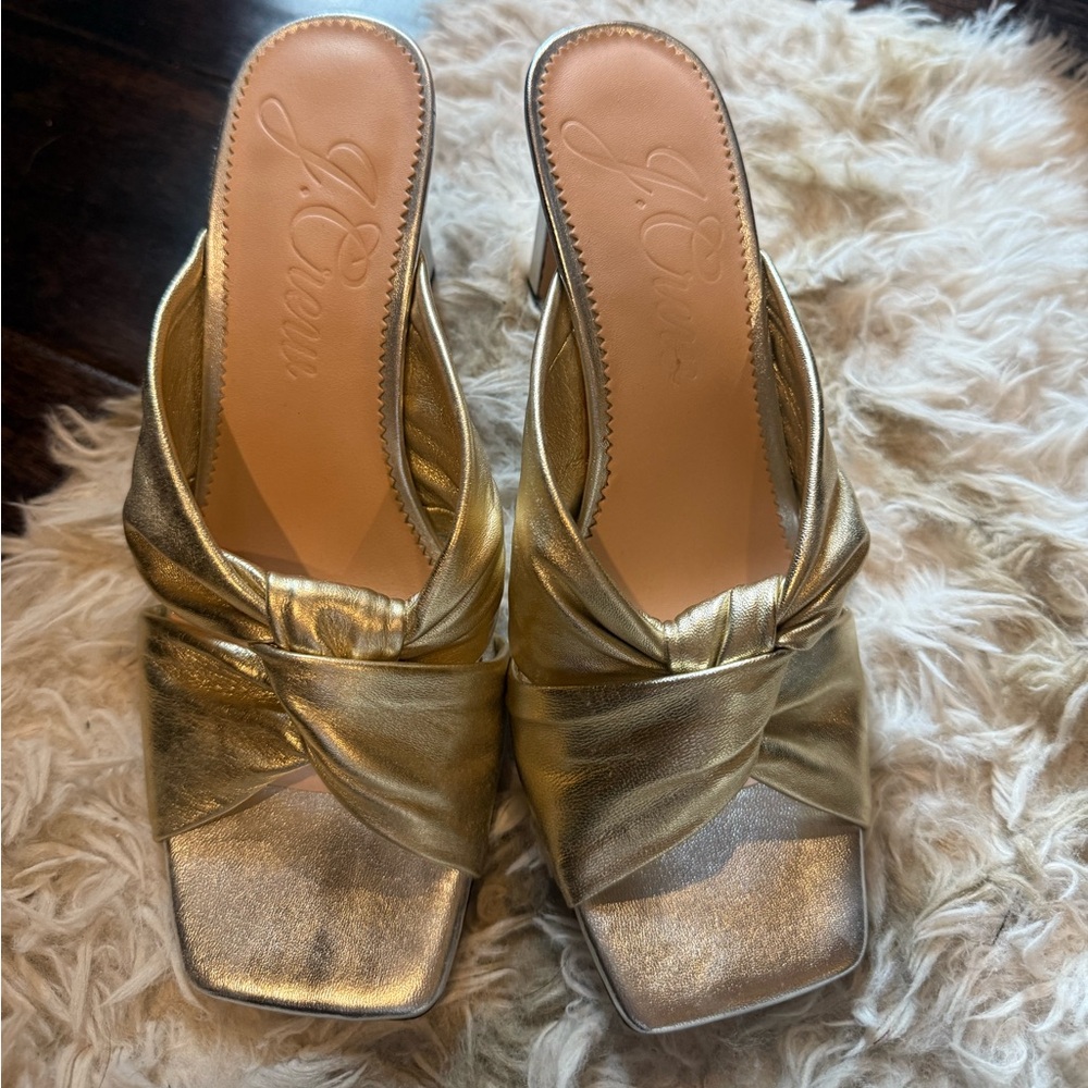 J. Crew Gold and Silver Leather Sandals